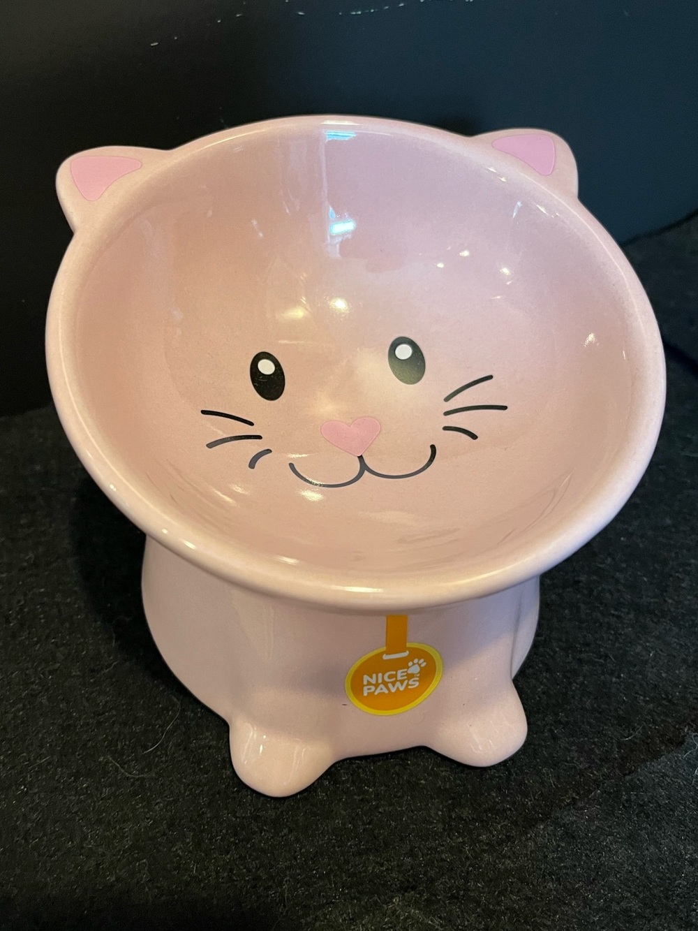 Pink Cat Ceramic Elevated Cat Bowl by Nice Paws